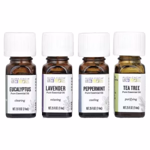 Aura Cacia, Pure Essential Oils, Discover Kit, 4 Bottles, 0.25 fl oz (7.4 ml) Each