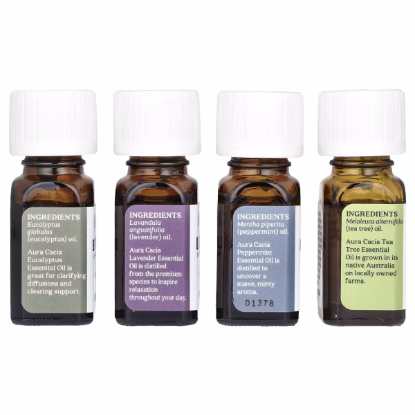 Aura Cacia, Pure Essential Oils, Discover Kit, 4 Bottles, 0.25 fl oz (7.4 ml) Each - Image 3