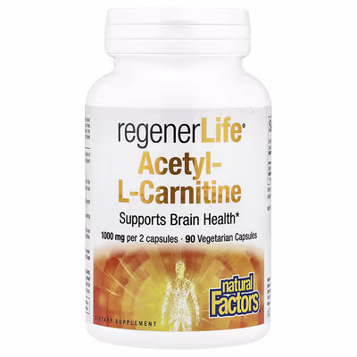 Natural Factors, RegenerLife®, Acetyl-LCarnitine, 90 Vegetarian Capsules (500 mg per Capsule)