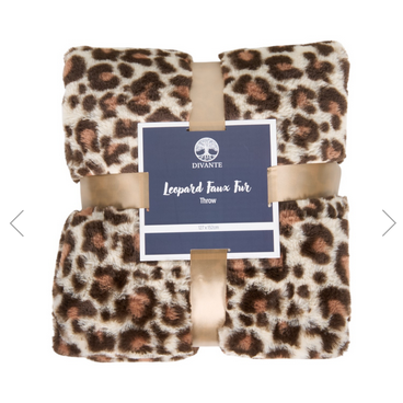 Leopard Print Rabbit Faux Fur Throw